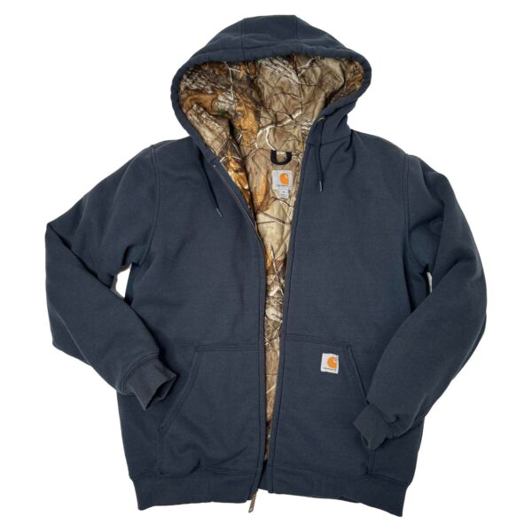 RARE Carhartt Camo Lined Navy Zip Up Jacket- Size M