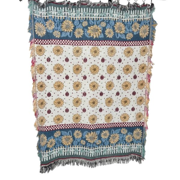 Ladybug Flower Tapestry Throw