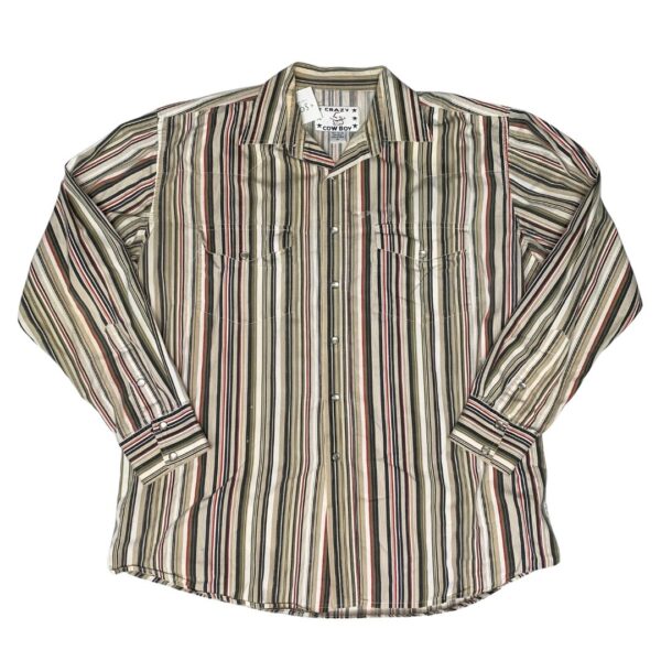 Crazy Cowboy Long Sleeve Pearl Snap- Size XL