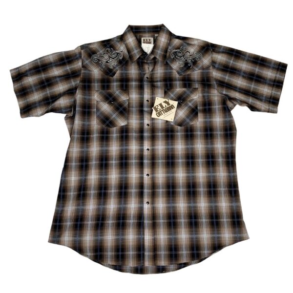 Ely Cattleman NWT Short Sleeve Black Pearl Snap- Size L