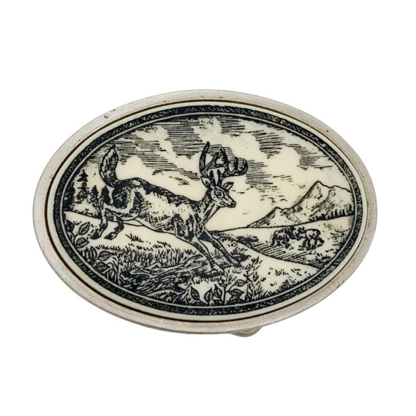 Scrimshaw Deer Buckle