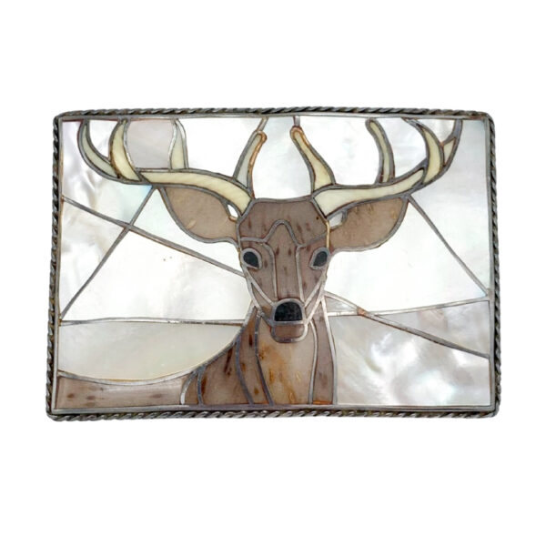 ONE OF A KIND Handmade Native Stamped Inlay Deer Buckle