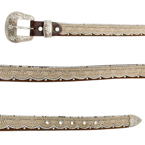 Shyanne Rhinestone Lace Leather Belt