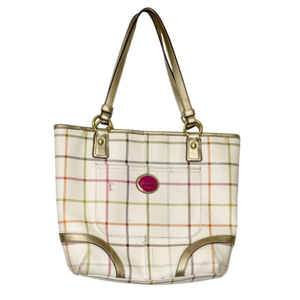 Coach Peyton Tattersall Striped Tote