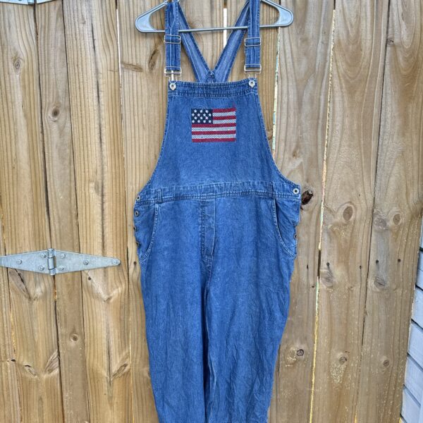 Agape Women’s Patriotic Flag Overalls- Size 1X