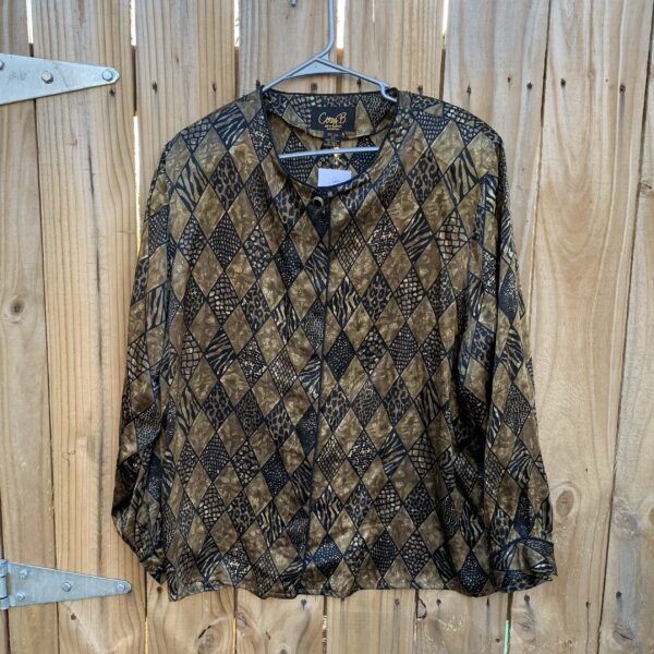 Corey B. 100% Silk Animal Print Top- Size 2X