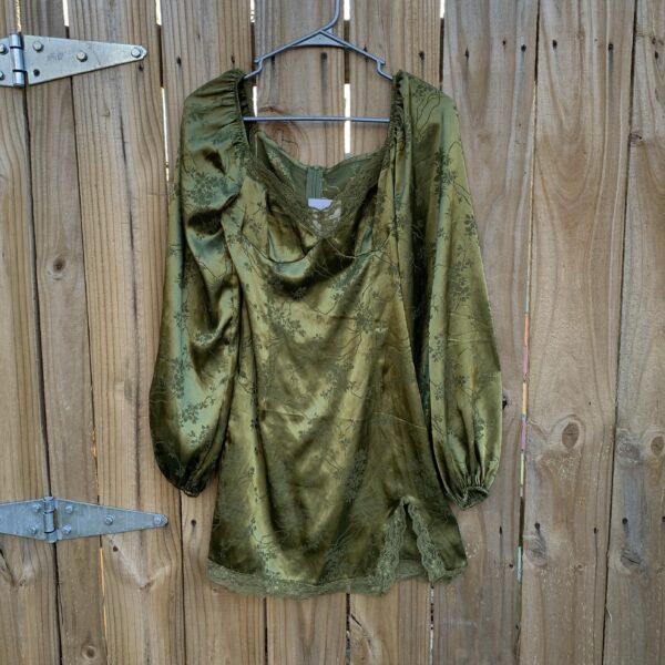 Green Silky Lace Dress- Size S